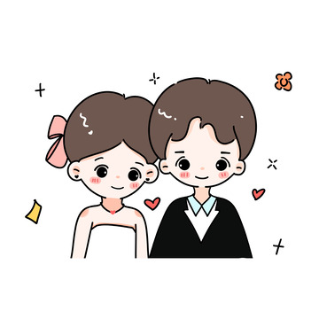 情人节情侣可爱结婚卡通人物