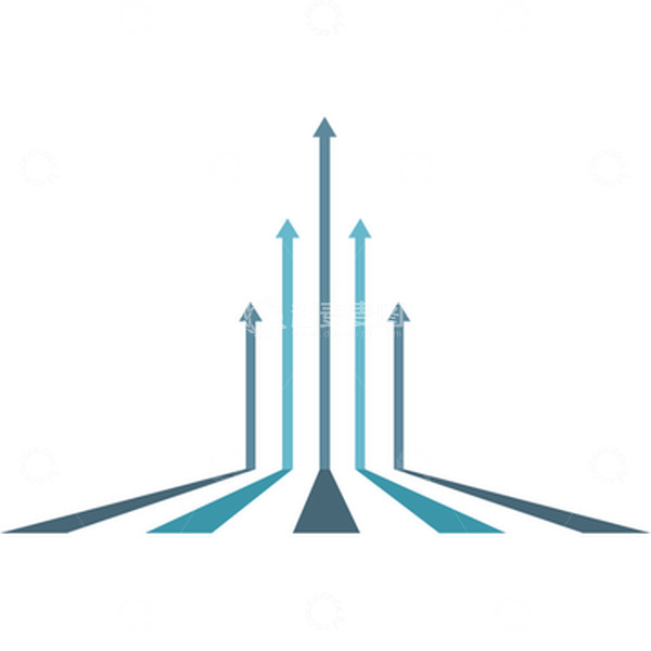 源文件下载【趣麦麦图】箭头蓝色指标标志简约方向弯曲渐变