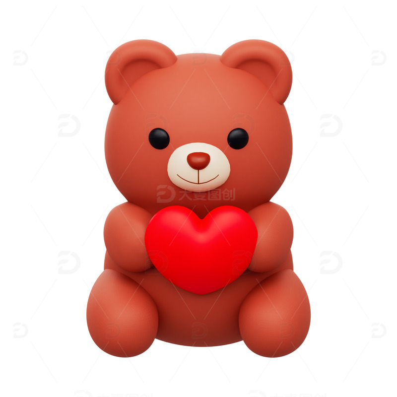 源文件下载【趣麦麦图】3D抱着爱心的玩具熊