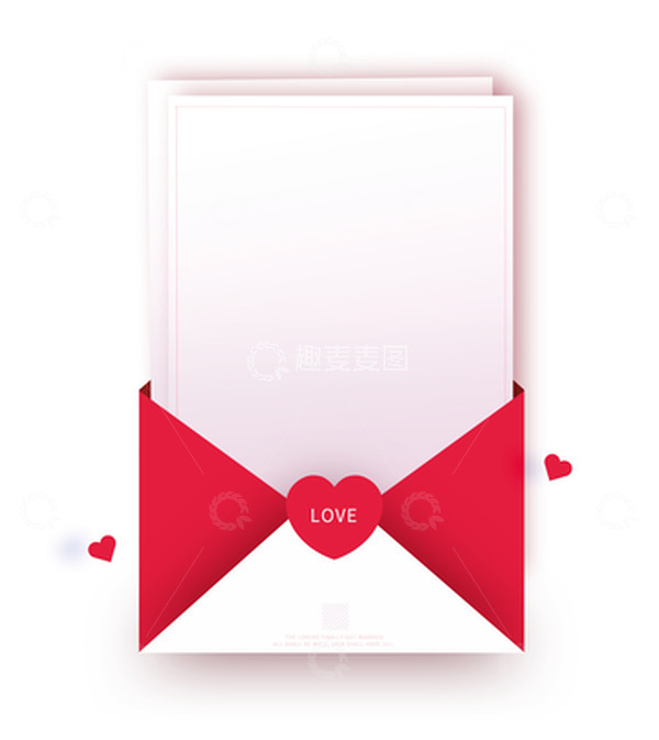 源文件下载【趣麦麦图】情人节素材爱心信封海报红色浪漫装饰元素