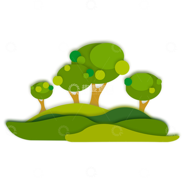 源文件下载【趣麦麦图】春天绿色剪纸植物元素