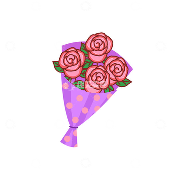 源文件下载【趣麦麦图】粉色卡通玫瑰花束