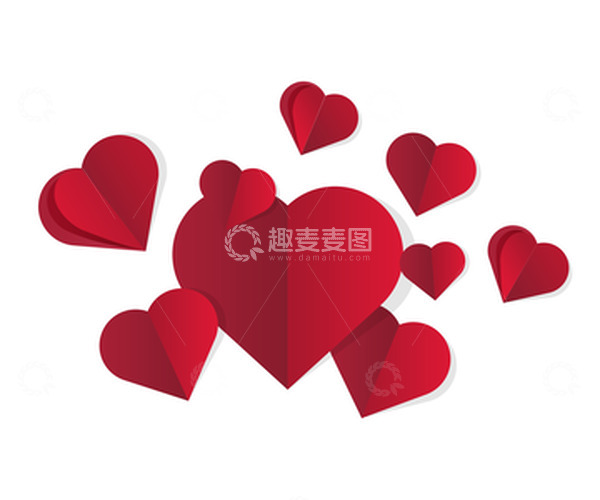 源文件下载【趣麦麦图】-红色爱心折纸
