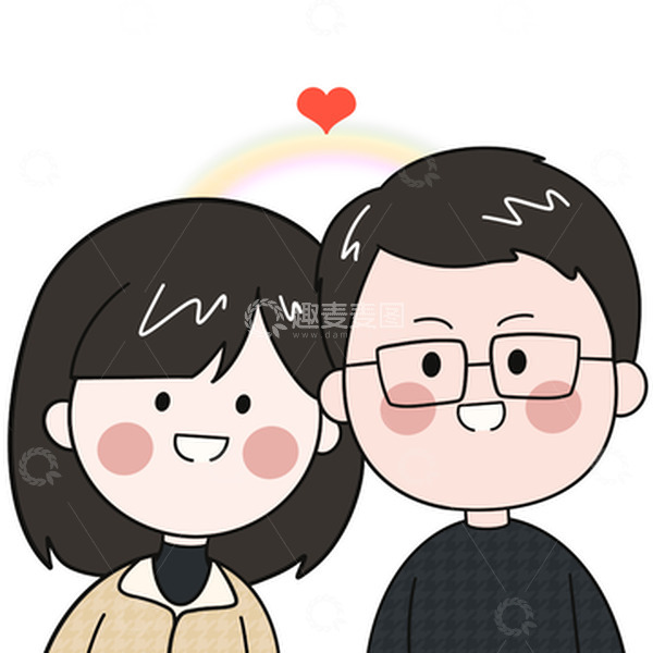 源文件下载【趣麦麦图】情人节小清新卡通情侣头像可爱双人头像手绘
