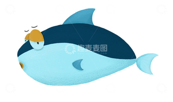 源文件下载【趣麦麦图】蓝色怪诞搞笑丑萌手绘插画卡通鱼