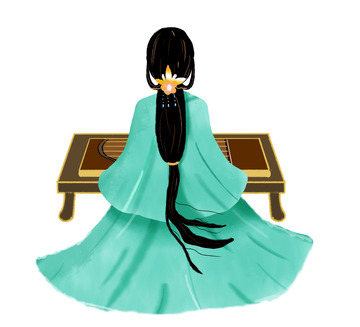 清新文艺古风弹琴女