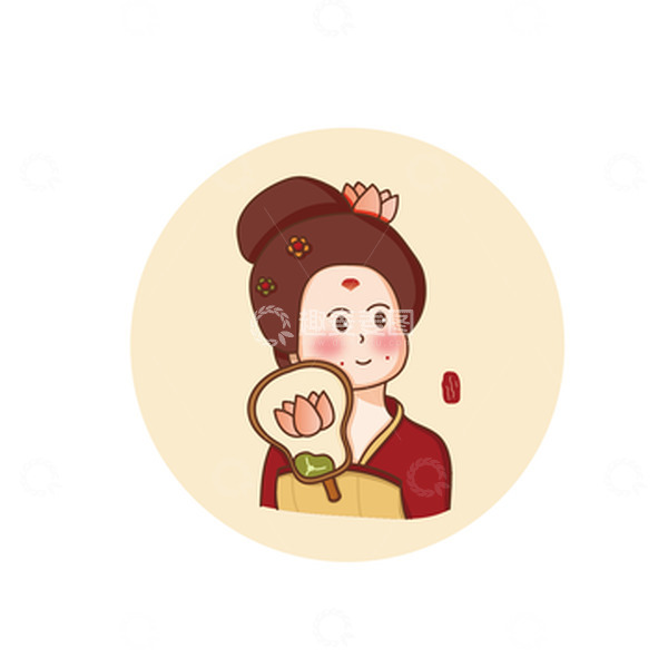 源文件下载【趣麦麦图】可爱古风头像仕女扇子头饰唯美