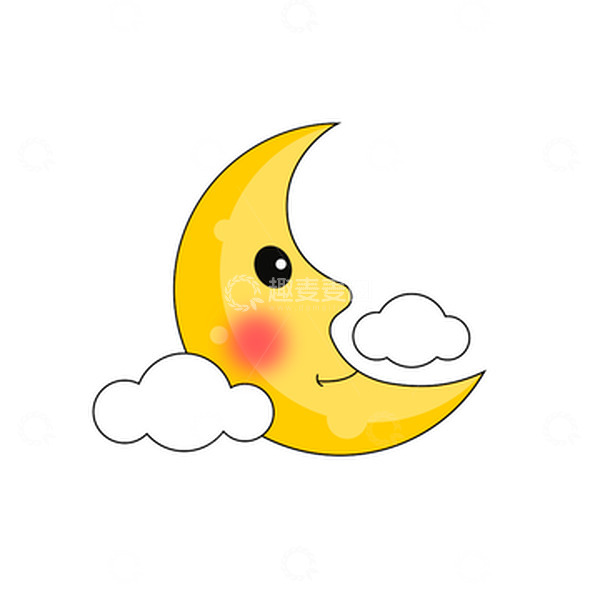 源文件下载【趣麦麦图】-黄色月亮卡通手绘图