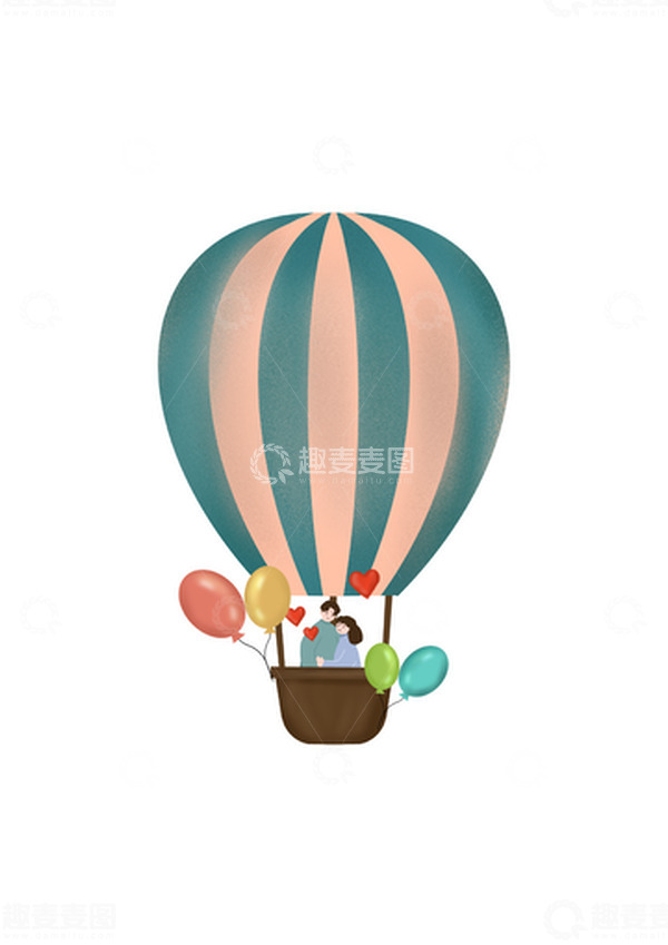 源文件下载【趣麦麦图】情人节情侣氢气球元素