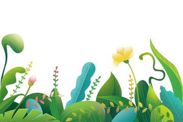 简约手绘小清新绿色春天草丛元素