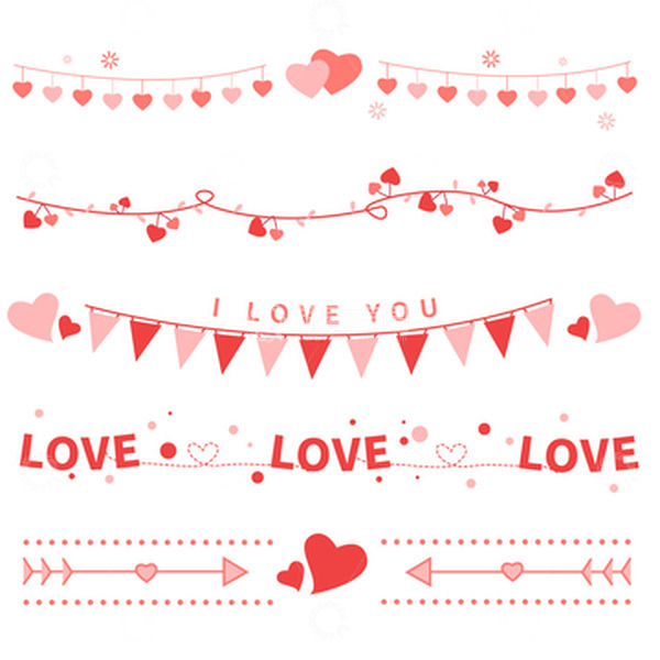 源文件下载【趣麦麦图】粉色爱心情人节爱情电商装饰元素分割线