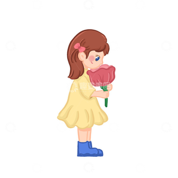 源文件下载【趣麦麦图】小清新春天可爱小女孩郊游踏青春天人物