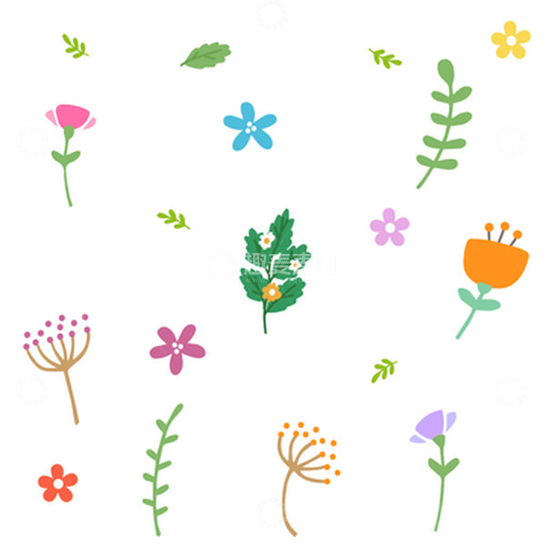 源文件下载【趣麦麦图】-春天小清新花花草草矢量元素