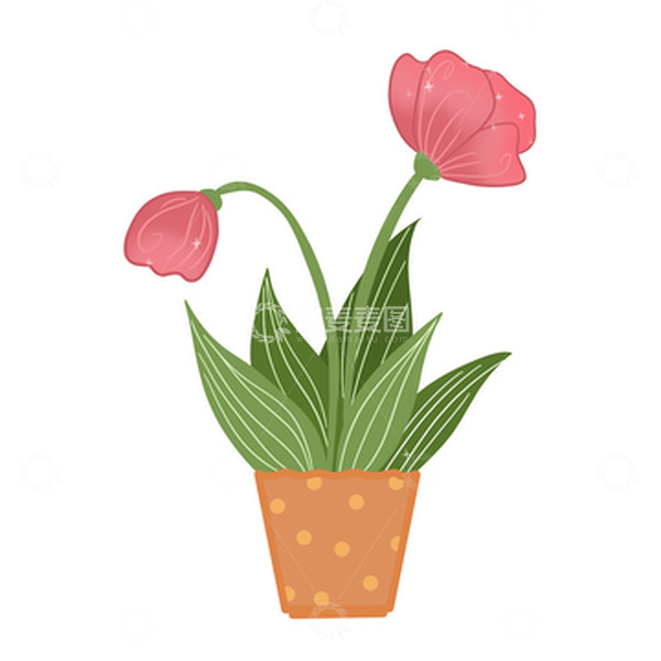 源文件下载【趣麦麦图】春天小清新花草盆栽花朵花盆