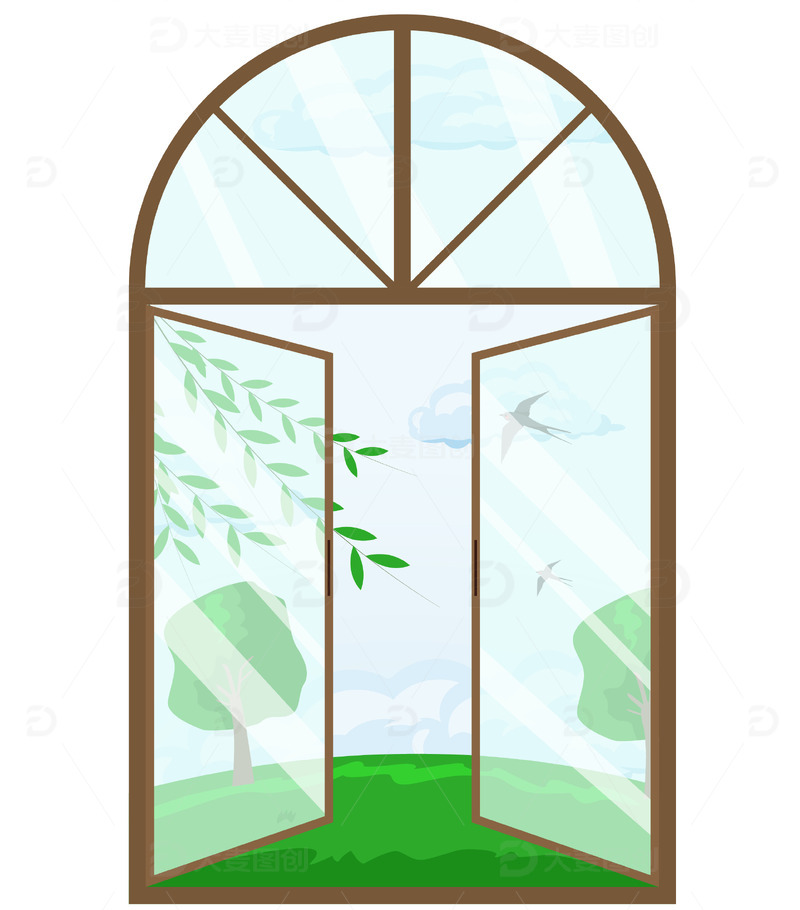 绿色小清新立春手绘矢量元素