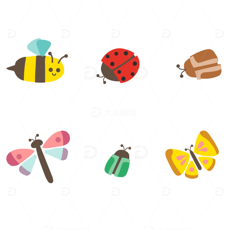 春天昆虫矢量元素合集