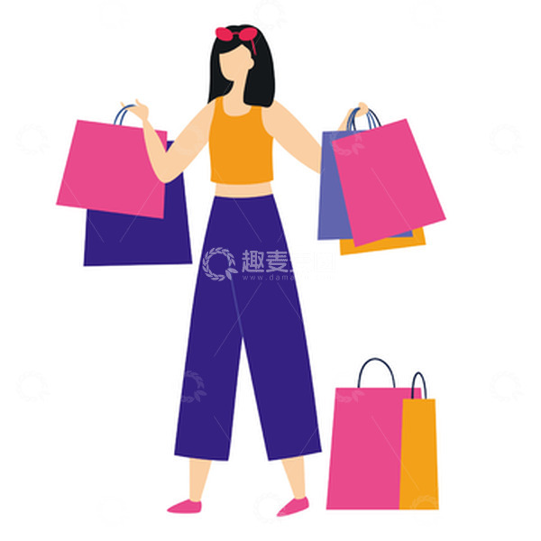 源文件下载【趣麦麦图】38女王节狂欢购物扁平风插画