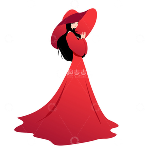 源文件下载【趣麦麦图】红色妇女节女神节母亲节女性矢量人物元素