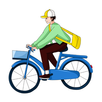 春天人物骑车出游青春少年