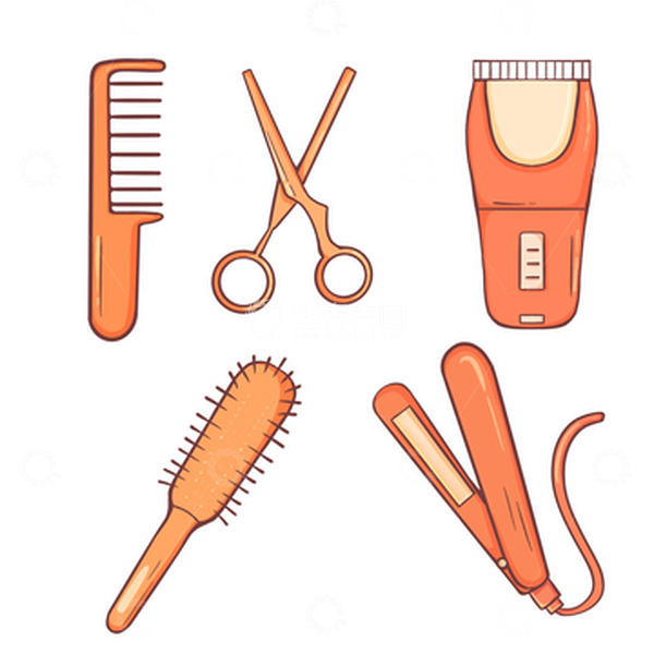 源文件下载【趣麦麦图】手绘理发器剪刀工具一套图标