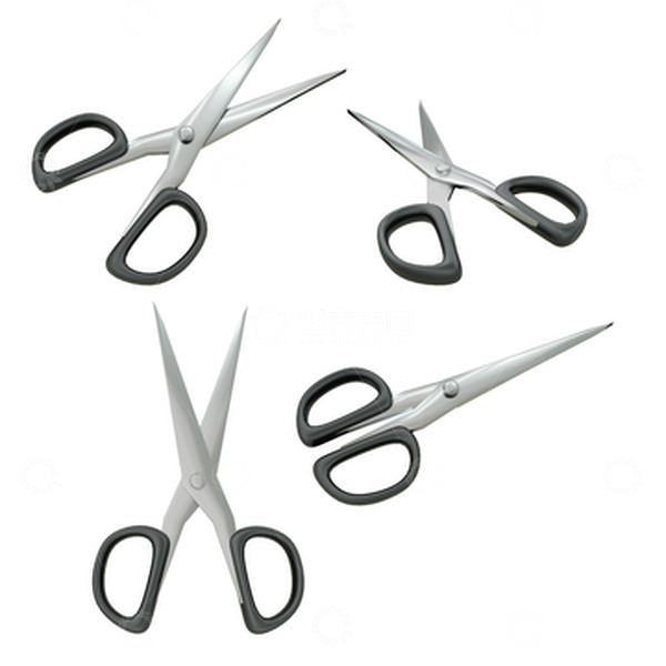 源文件下载【趣麦麦图】黑色3d剪刀龙抬头二月二理发