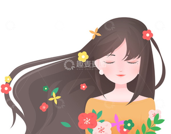 源文件下载【趣麦麦图】妇女节唯美手绘女生矢量元素