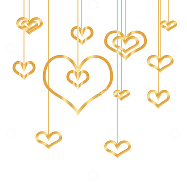 源文件下载【趣麦麦图】金色爱心情人节元素