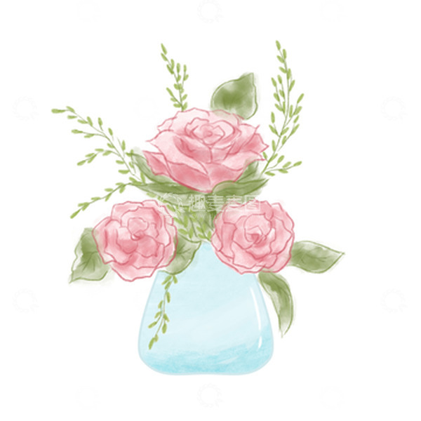 源文件下载【趣麦麦图】-小清新玫瑰花元素图