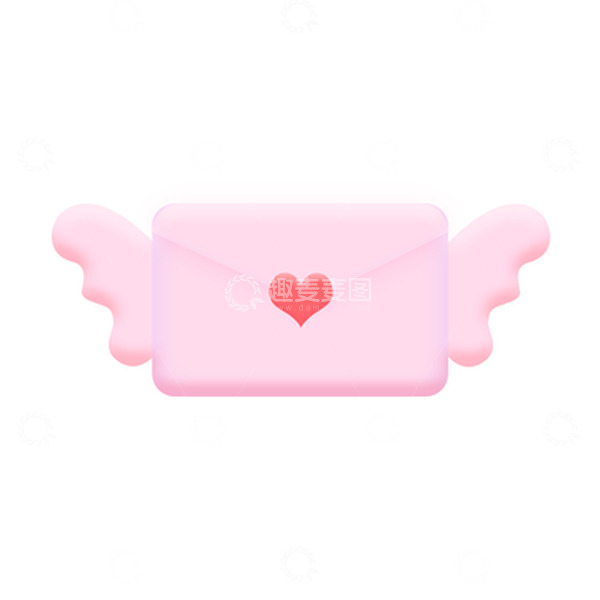 源文件下载【趣麦麦图】温馨粉色爱心信封翅膀元素