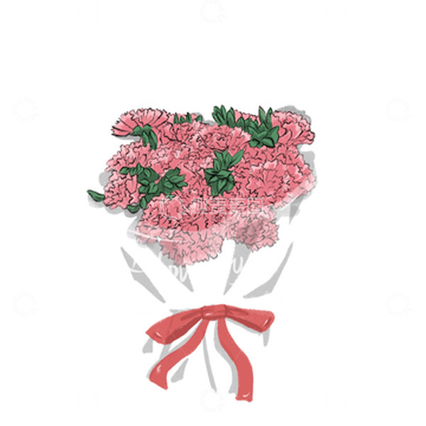 源文件下载【趣麦麦图】妇女节粉色康乃馨花束手绘图