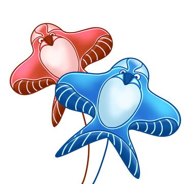 彩色风筝小鸟老鹰春天郊游踏青