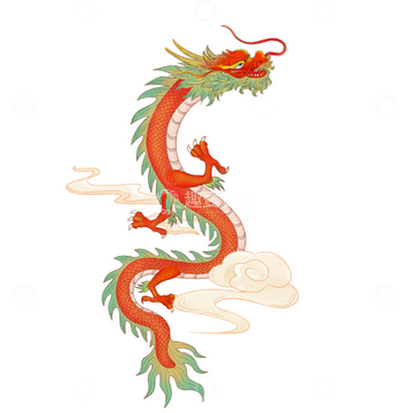 源文件下载【趣麦麦图】红色国潮龙抬头手绘图