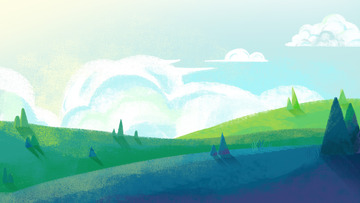 绿色春天郊游踏青小清新插画手绘背景