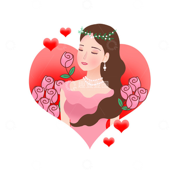 源文件下载【趣麦麦图】粉色女神节女神玫瑰
