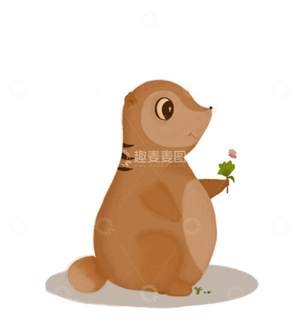 源文件下载【趣麦麦图】棕色可爱卡通土拨鼠松鼠小动物手绘插画