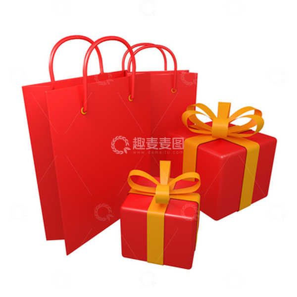 源文件下载【趣麦麦图】-C4D礼物袋礼盒