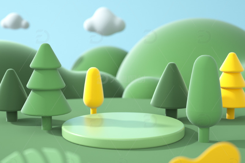 3d立体春天森林C4D场景图