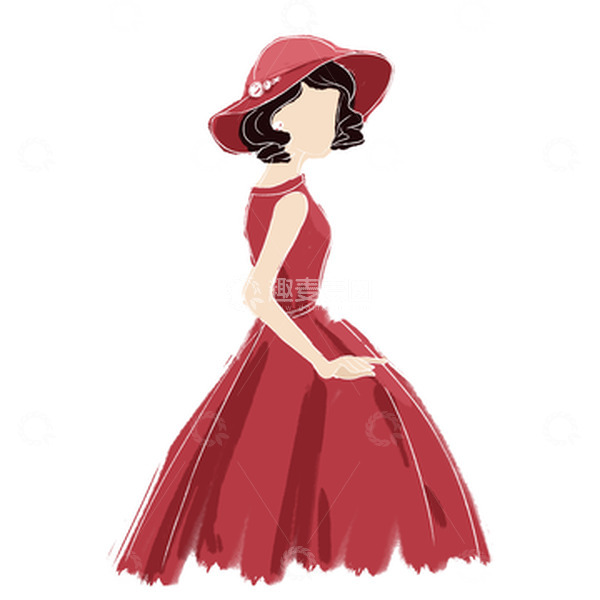 源文件下载【趣麦麦图】红色妇女节女性手绘人物元素图