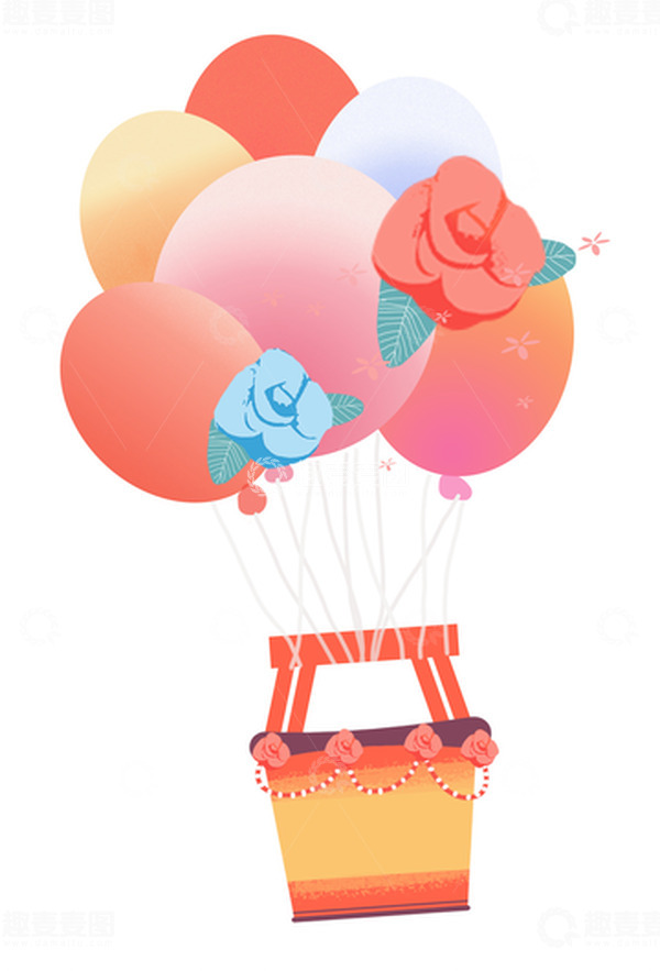 源文件下载【趣麦麦图】热气球漂浮元素