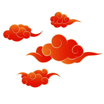 中国风国潮红色祥云矢量元素