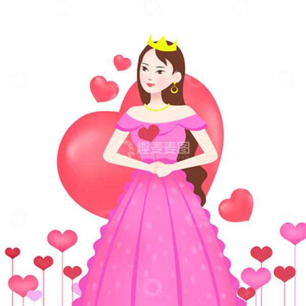 源文件下载【趣麦麦图】粉色妇女节爱心女神