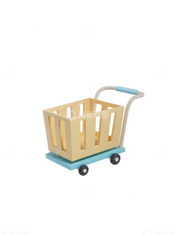 源文件下载【趣麦麦图】3D立体三维电商购物车建模素材模型