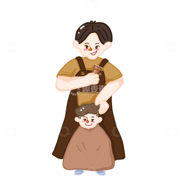 源文件下载【趣麦麦图】二月二龙抬头理发人物手绘图