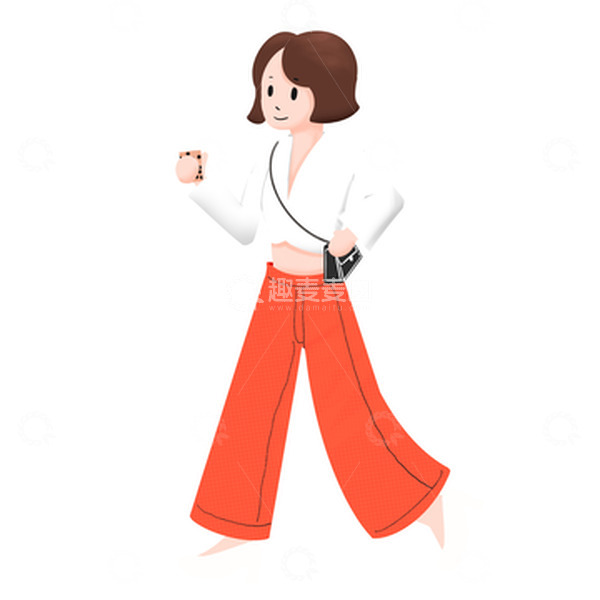 源文件下载【趣麦麦图】红色卡通逛街购物女孩