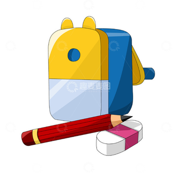 源文件下载【趣麦麦图】开学季铅笔橡皮擦铅笔刨上学文具