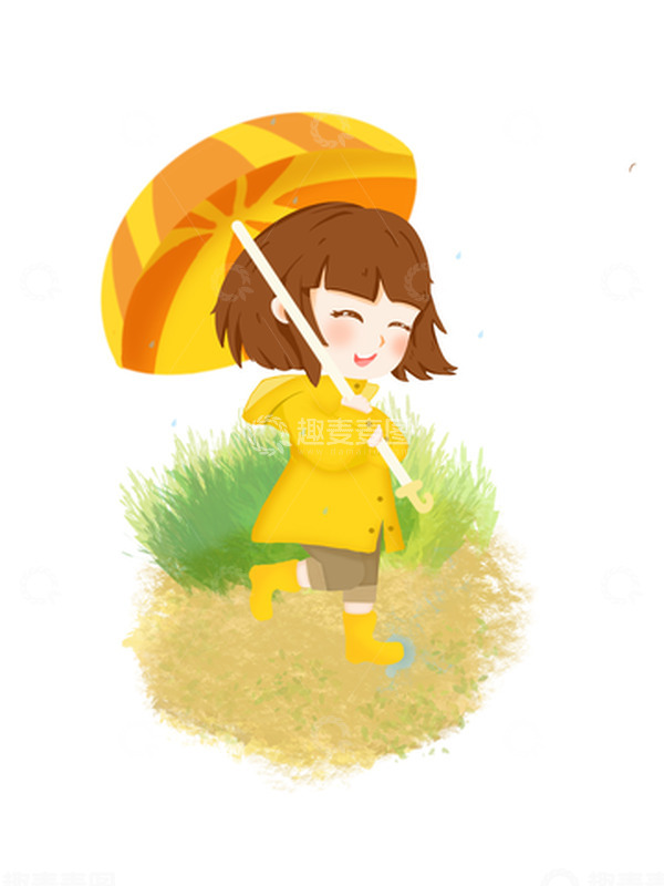 源文件下载【趣麦麦图】手绘人物春天打伞小女孩元素