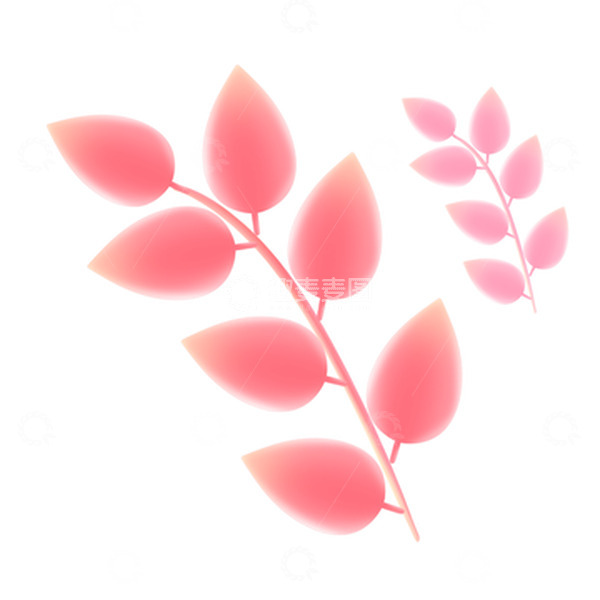 源文件下载【趣麦麦图】-流弥散渐变植物叶子元素