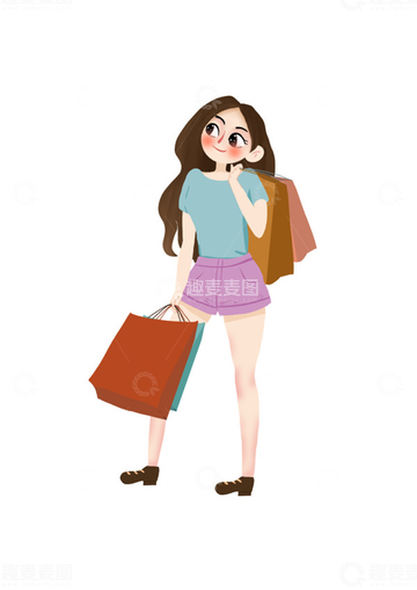 源文件下载【趣麦麦图】女性购物元素
