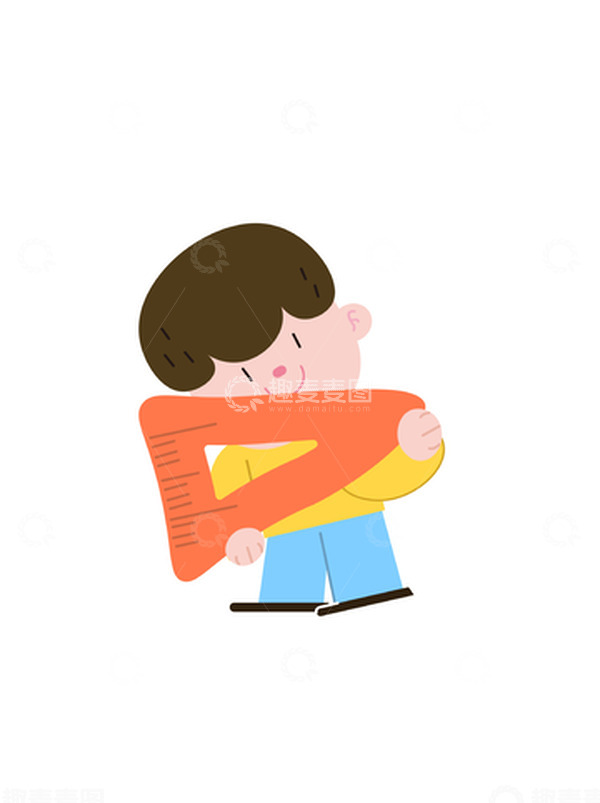 源文件下载【趣麦麦图】开学季卡通拿三角板歪头男生