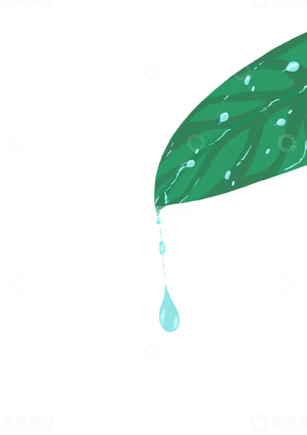 源文件下载【趣麦麦图】-绿色小清新雨水植物插画